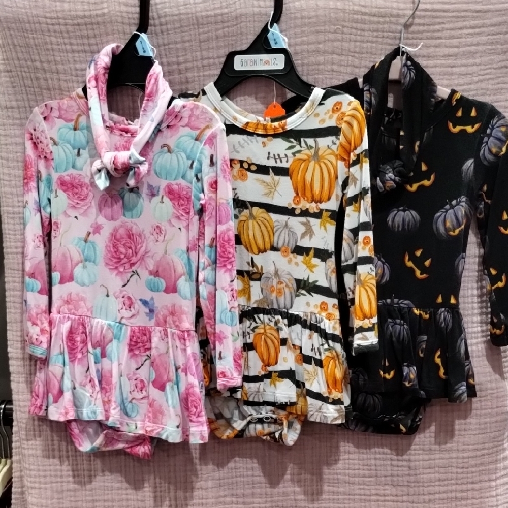 Bums & Roses (Little Bum Bums) Dress Set with Headbands 6-12 mo
